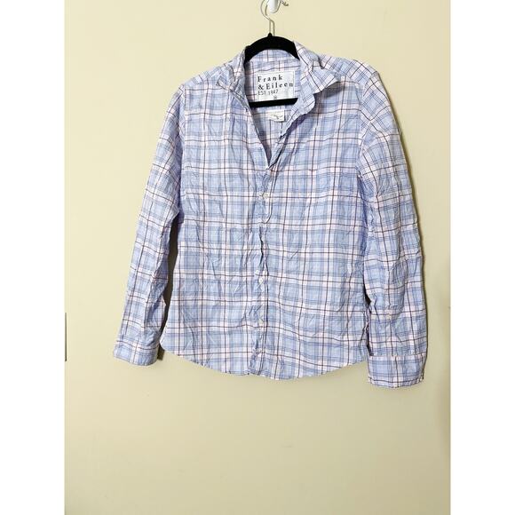 Frank & Eileen Barry 100% Cotton Plaid Long Sleeve Button-Up Shirt Blue Womens M - Picture 3 of 7